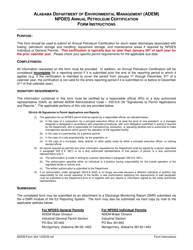 Document preview: ADEM Form 324 Annual Certification Form for Discharges Associated With Petroleum Storage and Handling Areas - Alabama