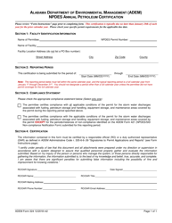 ADEM Form 324 Annual Certification Form for Discharges Associated With Petroleum Storage and Handling Areas - Alabama, Page 2