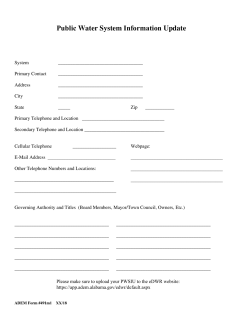 ADEM Form 491  Printable Pdf