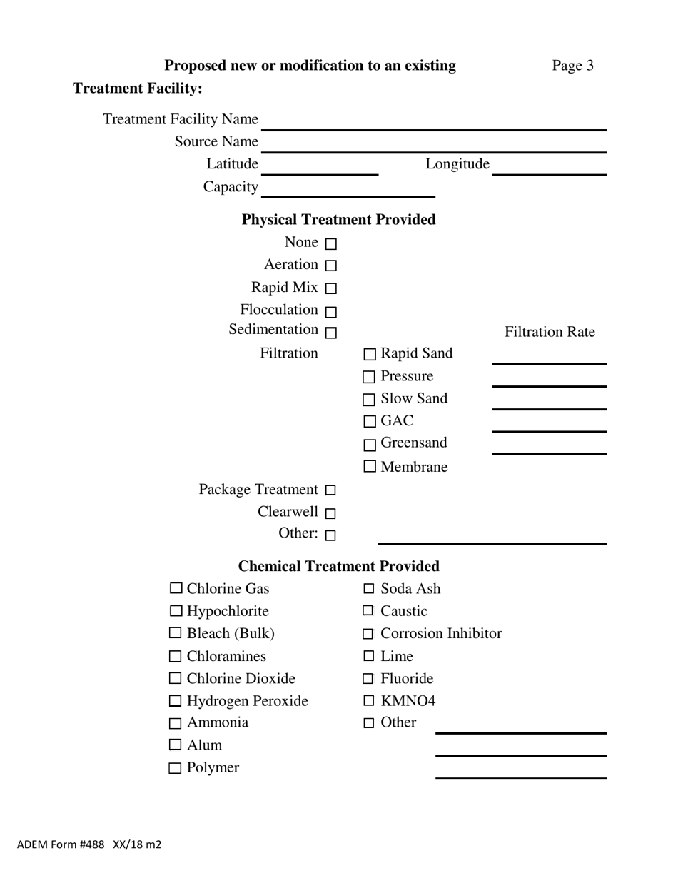 ADEM Form 488 Drinking Water - Construction Permit Application - Alabama, Page 3
