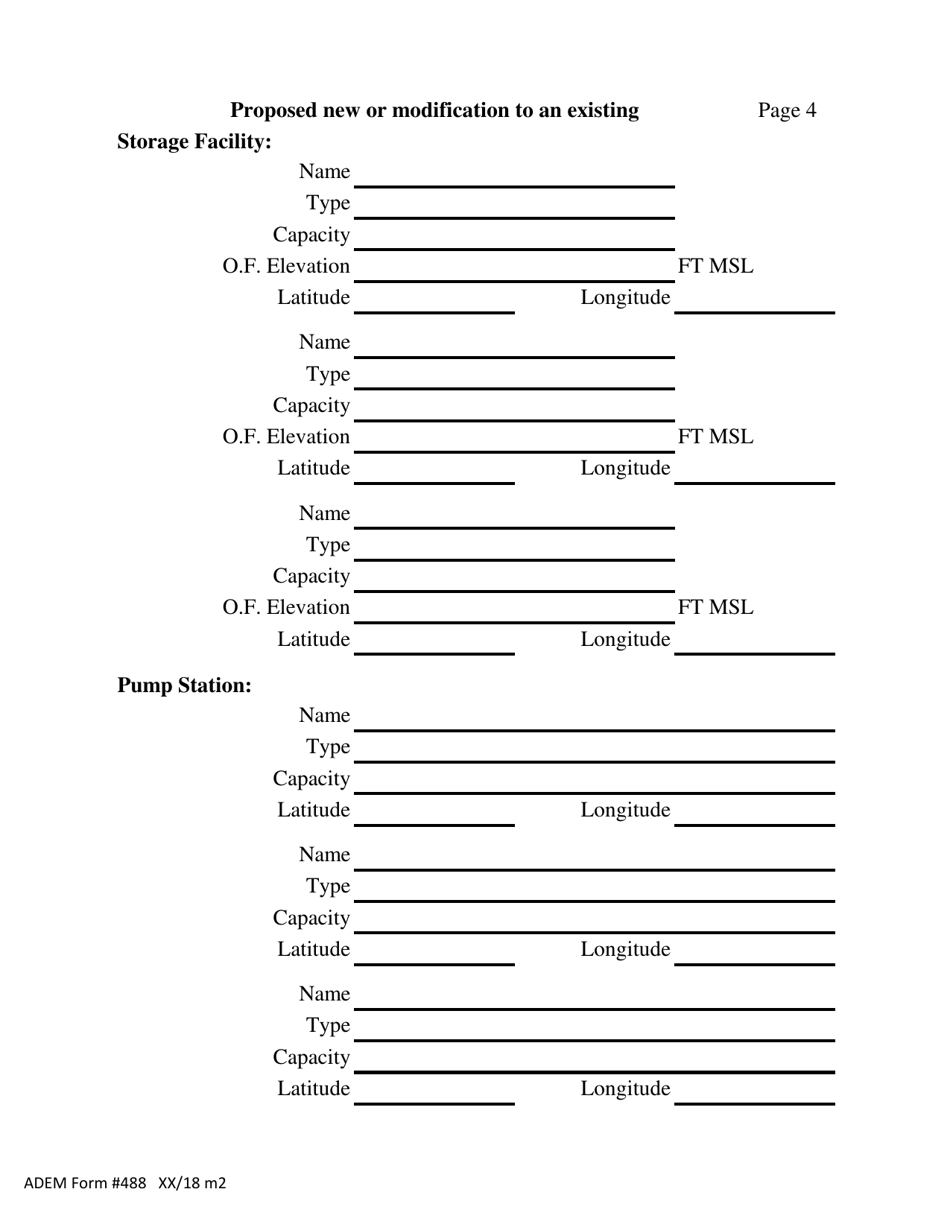 ADEM Form 488 Drinking Water - Construction Permit Application - Alabama, Page 4