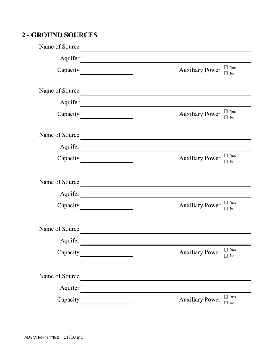 ADEM Form 490 Drinking Water - Renewal Permit Application - Alabama, Page 2