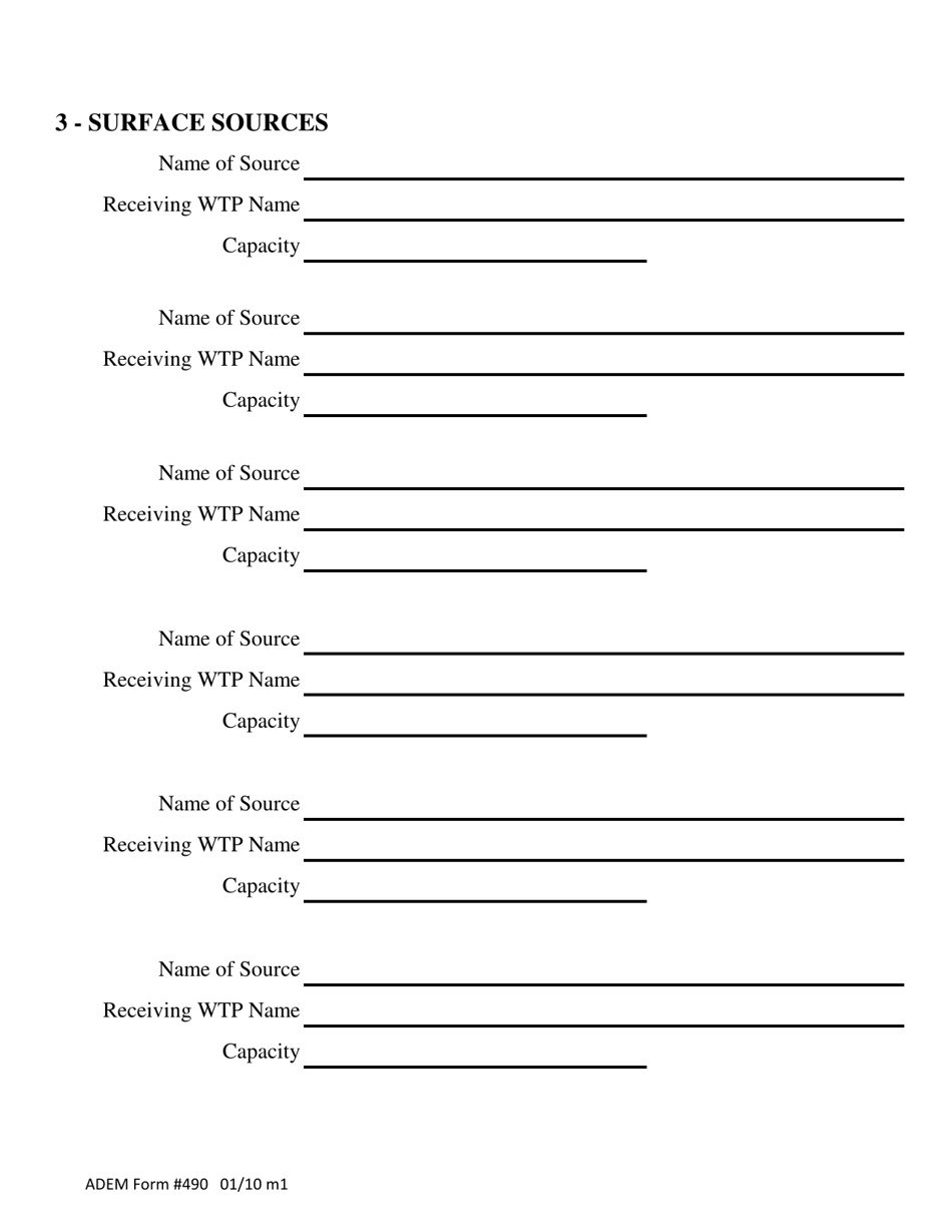 ADEM Form 490 Drinking Water - Renewal Permit Application - Alabama, Page 3