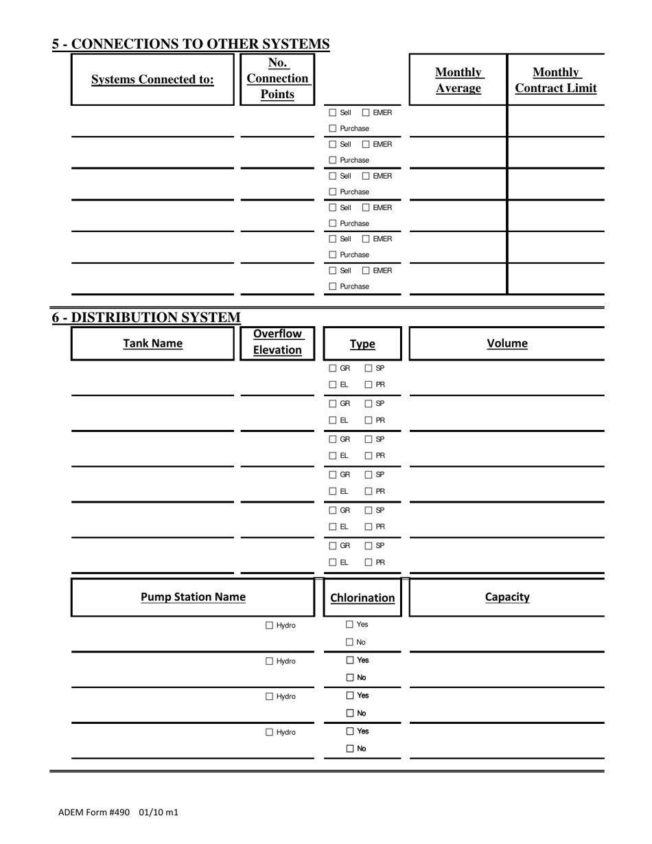 ADEM Form 490 Drinking Water - Renewal Permit Application - Alabama, Page 5