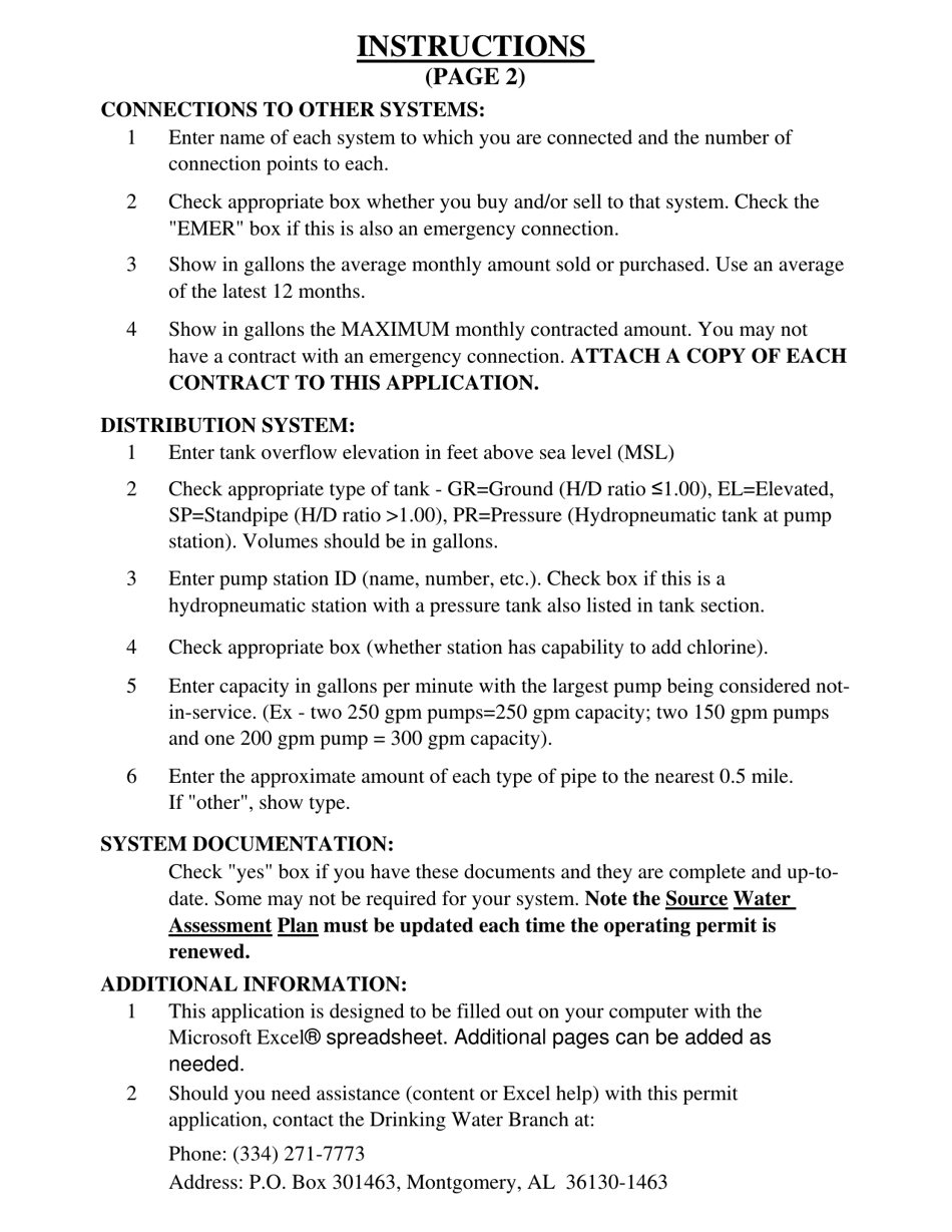 ADEM Form 490 Drinking Water - Renewal Permit Application - Alabama, Page 8