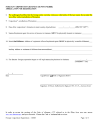 Foreign Corporation (Business or Non-profit) Application for Registration - Alabama, Page 2