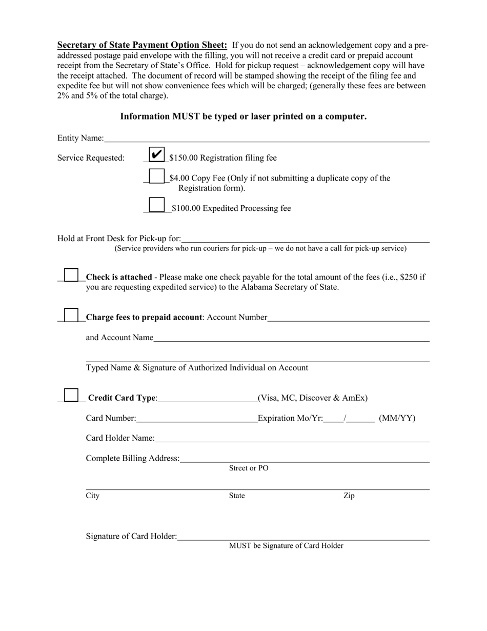 Foreign Corporation (Business or Non-profit) Application for Registration - Alabama, Page 3