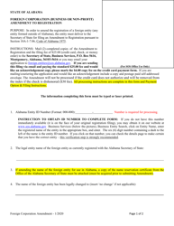 Foreign Corporation (Business or Non-profit) Amendment to Registration - Alabama