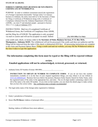 Document preview: Foreign Corporation (Business or Non-profit) Certificate of Withdrawal - Alabama