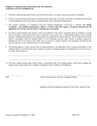 Foreign Corporation (Business or Non-profit) Certificate of Withdrawal - Alabama, Page 2