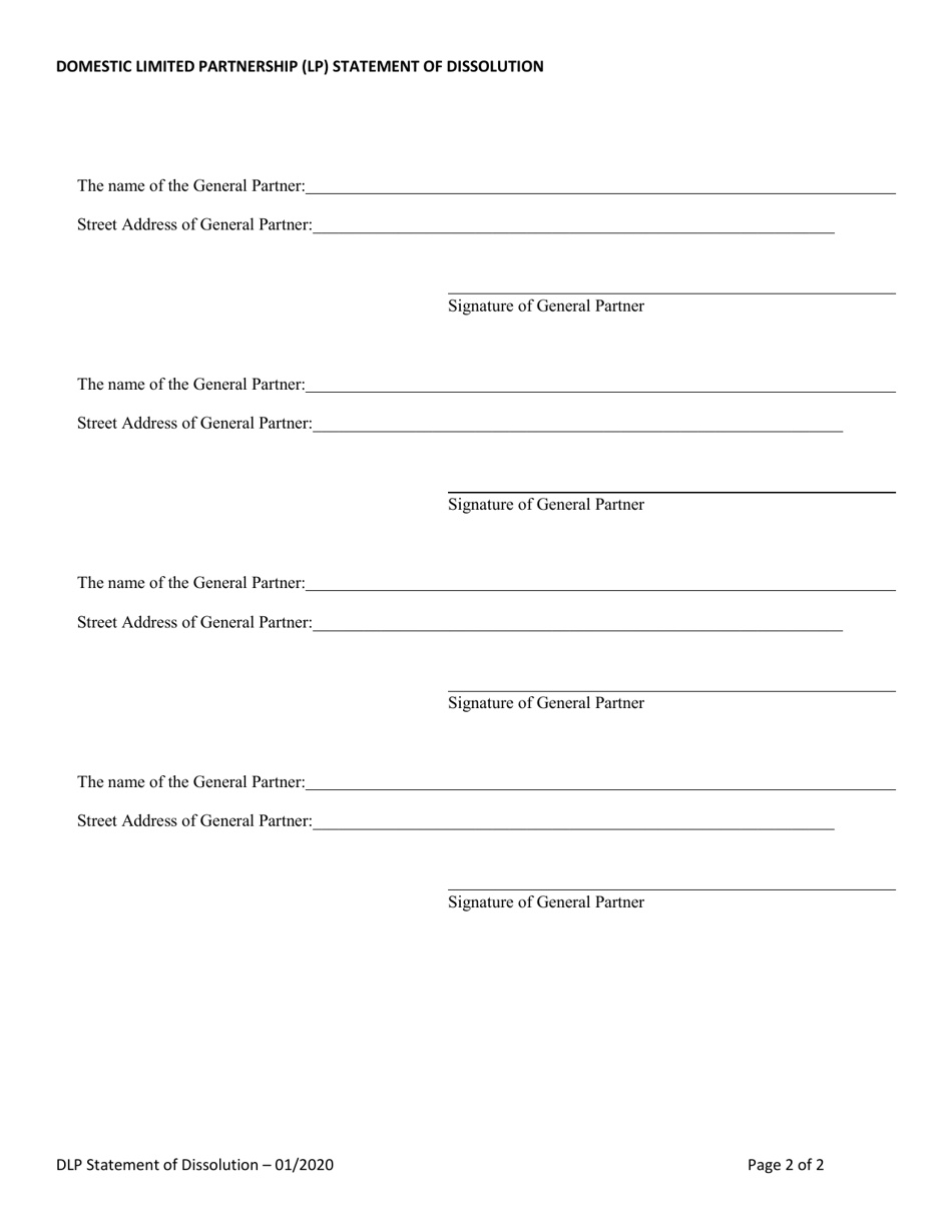 Domestic Limited Partnership (Lp) Statement of Dissolution - Alabama, Page 2
