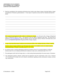 Amendment to Statement of Authority of a Foreign Limited Partnership (Flp) - Alabama, Page 2
