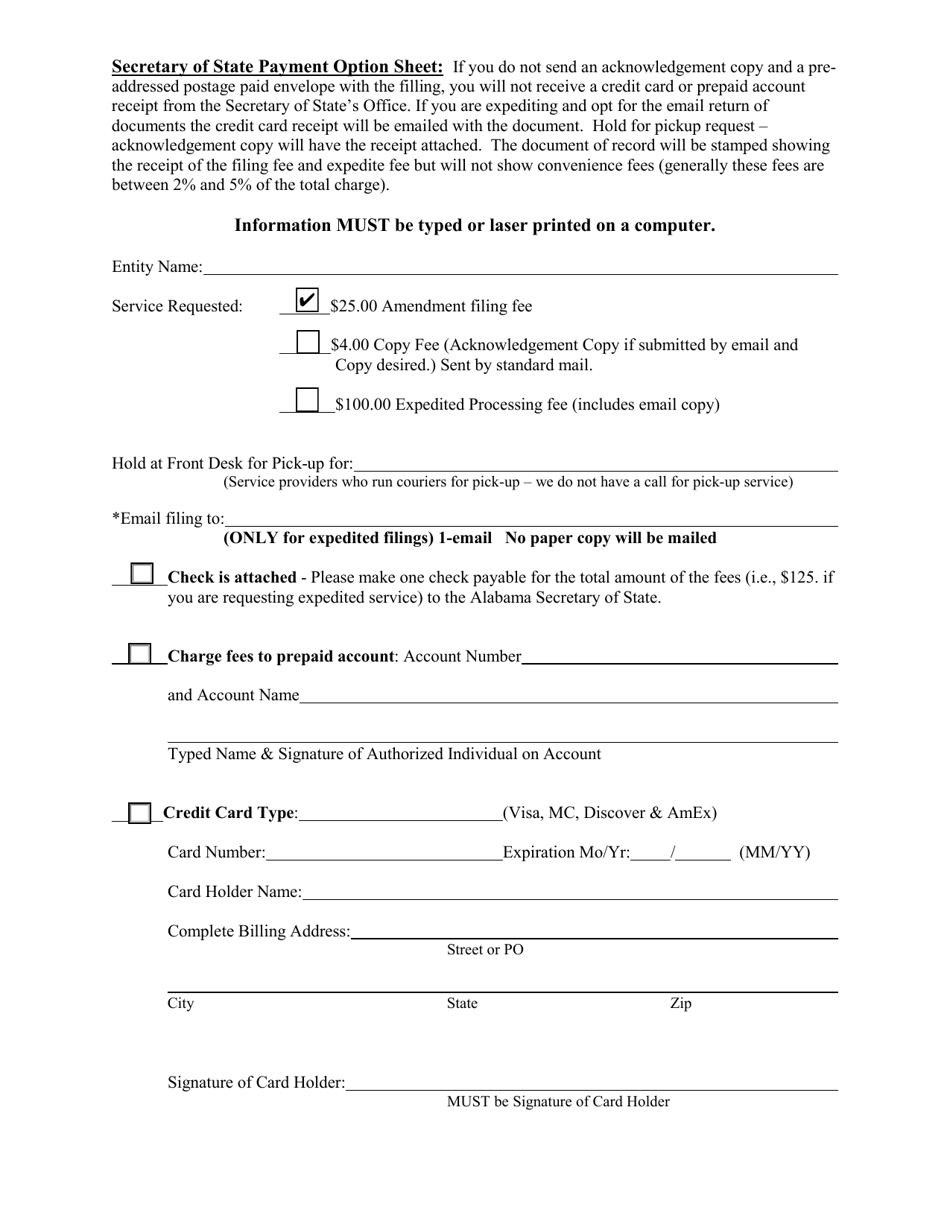 Amendment to Statement of Authority of a Foreign Limited Partnership (Flp) - Alabama, Page 4