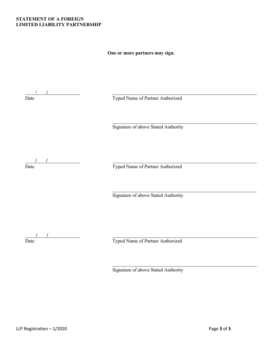 Statement of Authority for Foreign Limited Liability Partnership (LLP ) - Alabama, Page 3
