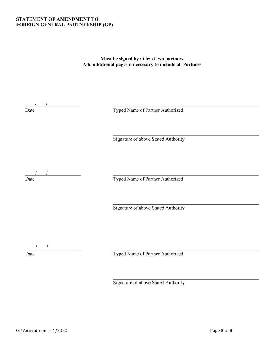 Statement of Amendment to Foreign General Partnership (Gp) - Alabama, Page 3