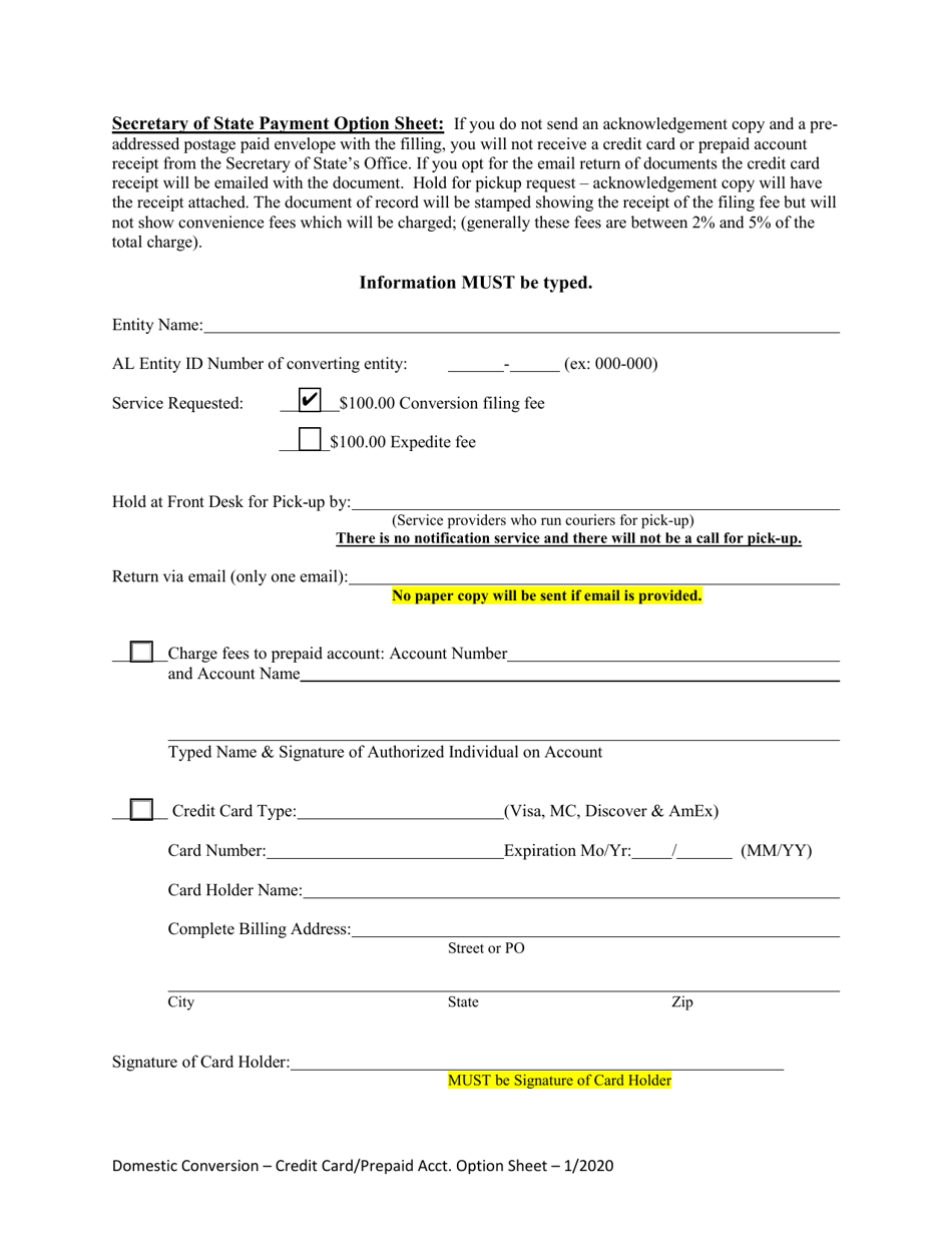 Conversion of a Domestic Entity Business Corporation to Limited Partnership - Alabama, Page 4