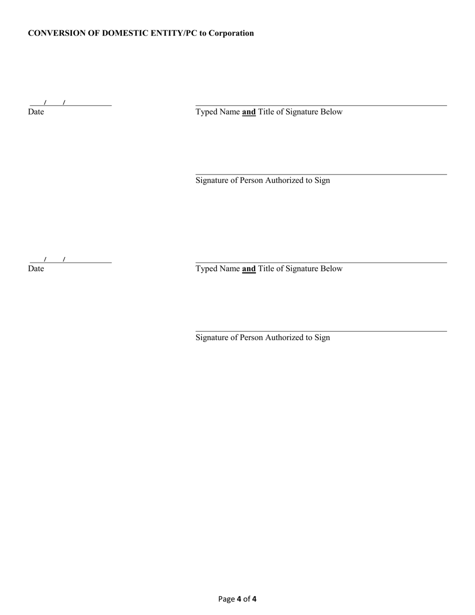 Conversion of a Domestic Entity - Professional Corporation to Business Corporation - Alabama, Page 4