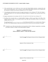 Conversion of a Domestic Entity - Limited Liability Company - Alabama, Page 3
