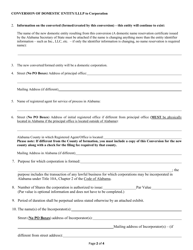Conversion of a Domestic Entity Limited Liability Company to Business Corporation - Alabama, Page 2