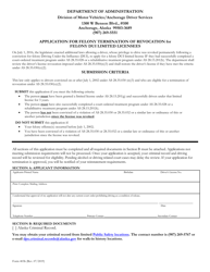 Document preview: Form 403B Application for Felony Termination of Revocation for Felony Dui Limited Licensees - Alaska
