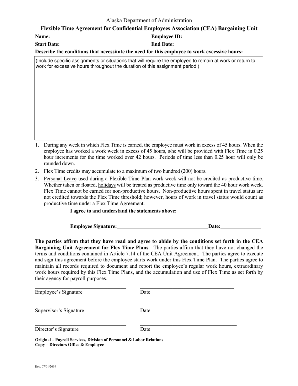 Flexible Time Agreement for Confidential Employees Association (Cea) Bargaining Unit - Alaska, Page 1