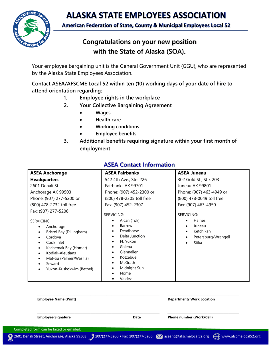 Union Notification for Asea (Ggu) - Alaska, Page 1