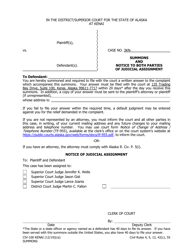 Document preview: Form CIV-100 Summons and Notice to Both Parties of Judicial Assignment - Kenai, Alaska