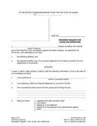 Document preview: Form CIV-670 Prisoner Request for Filing Fee Exemption - Alaska
