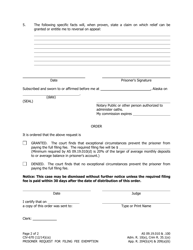 Form CIV-670 Prisoner Request for Filing Fee Exemption - Alaska, Page 2