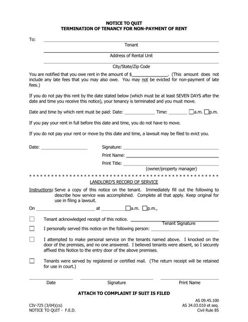 Form CIV-725  Printable Pdf