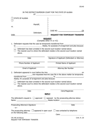 Document preview: Form CR-140 Request for Temporary Transfer - Alaska