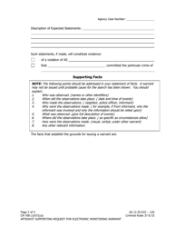 Form CR-708 Affidavit Supporting Request for Electronic Monitoring Warrant - Alaska, Page 2