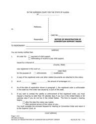 Form DR-348 Notice of Registration of Convention Support Order - Alaska