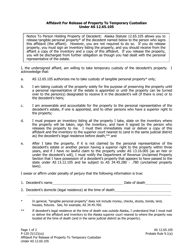Document preview: Form P-120 Affidavit for Release of Property to Temporary Custodian Under as 12.65.105 - Alaska