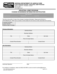 Document preview: Form AZDA-BUSINESSCHANGE Industrial Hemp Program Change in Business Information Notification - Arizona
