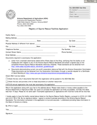 Document preview: Registry of Equine Rescue Facilities Application - Arizona