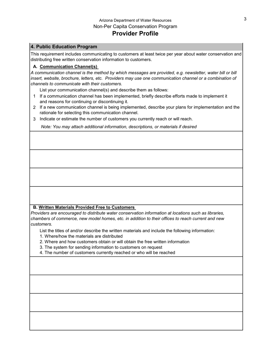 Non-per Capita Conservation Program Provider Profile - Arizona, Page 3