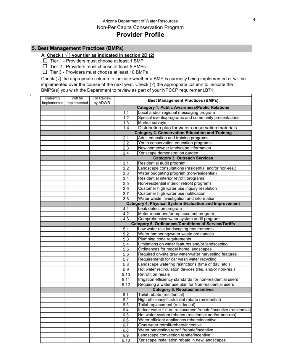 Non-per Capita Conservation Program Provider Profile - Arizona, Page 4