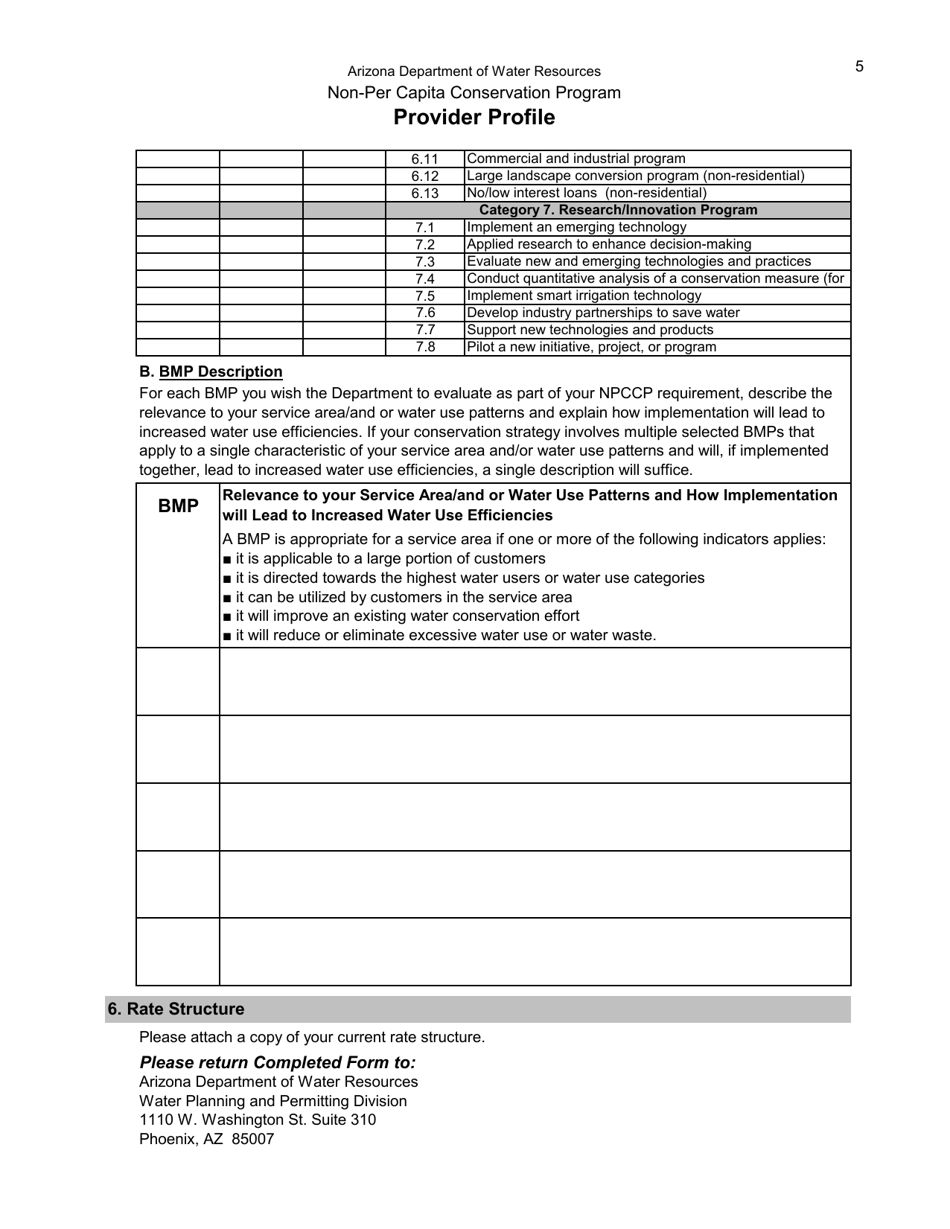Non-per Capita Conservation Program Provider Profile - Arizona, Page 5