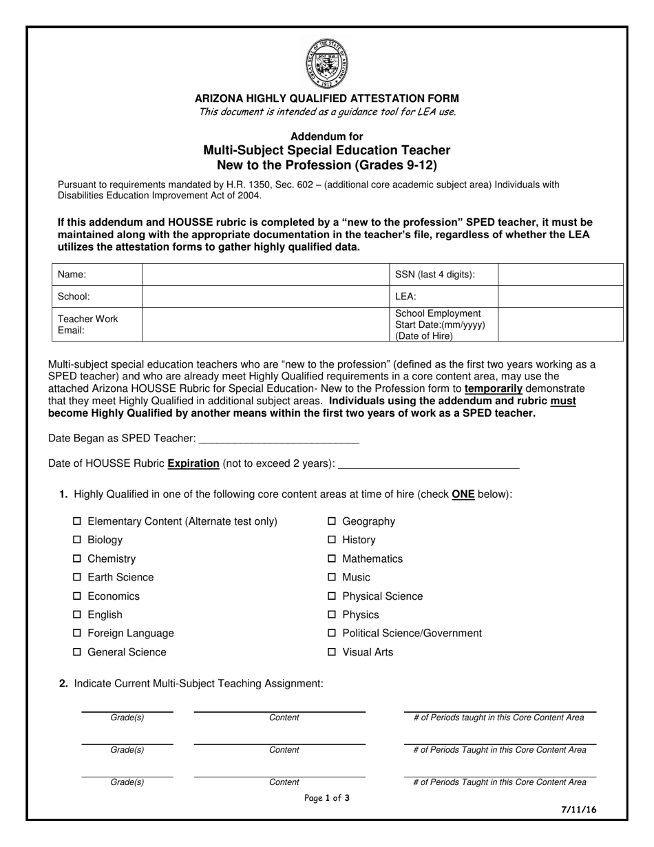 Attestation Form Template