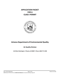 Document preview: Air Quality Class I Permit Application - Arizona