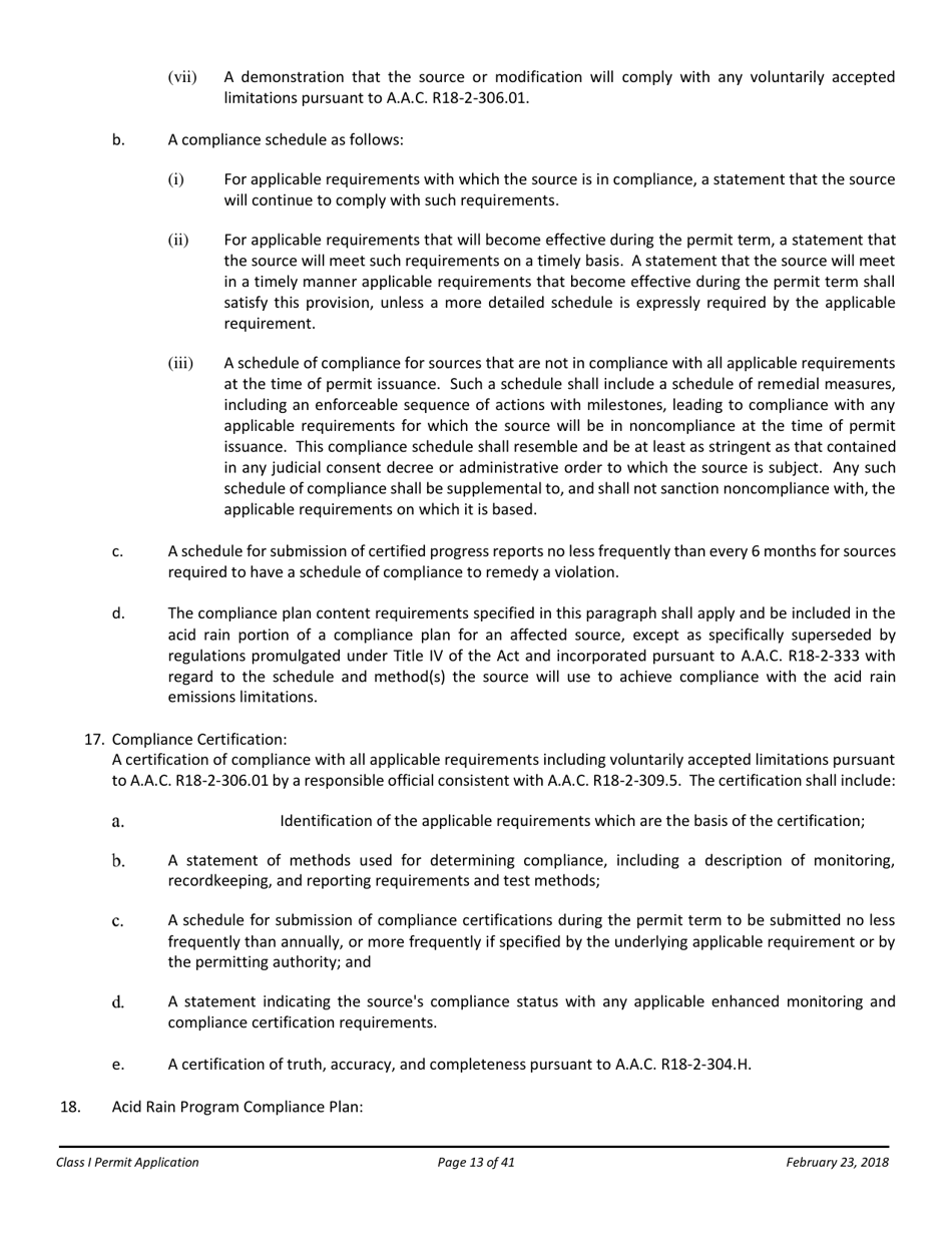Air Quality Class I Permit Application - Arizona, Page 13