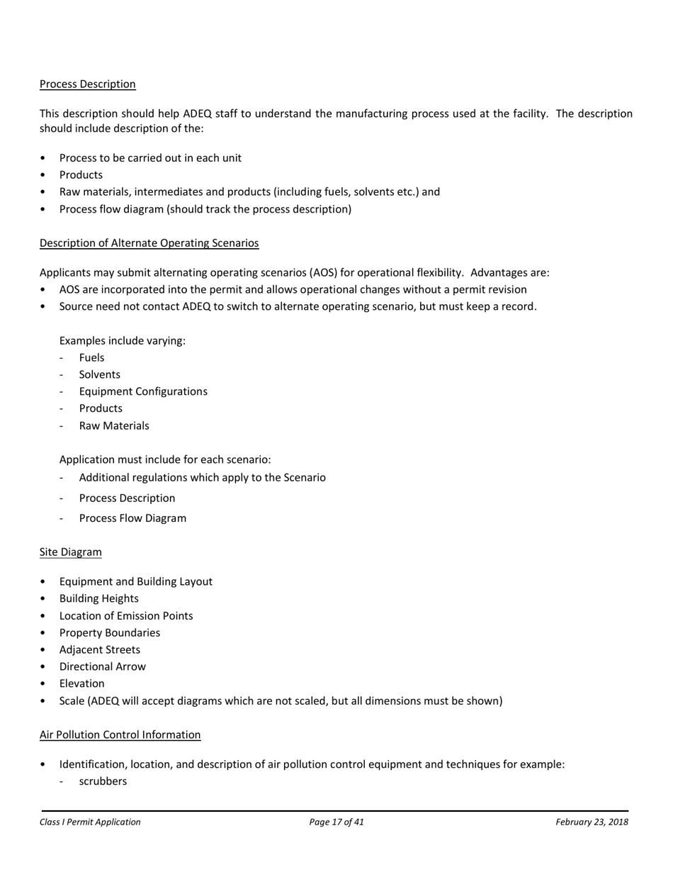 Air Quality Class I Permit Application - Arizona, Page 17