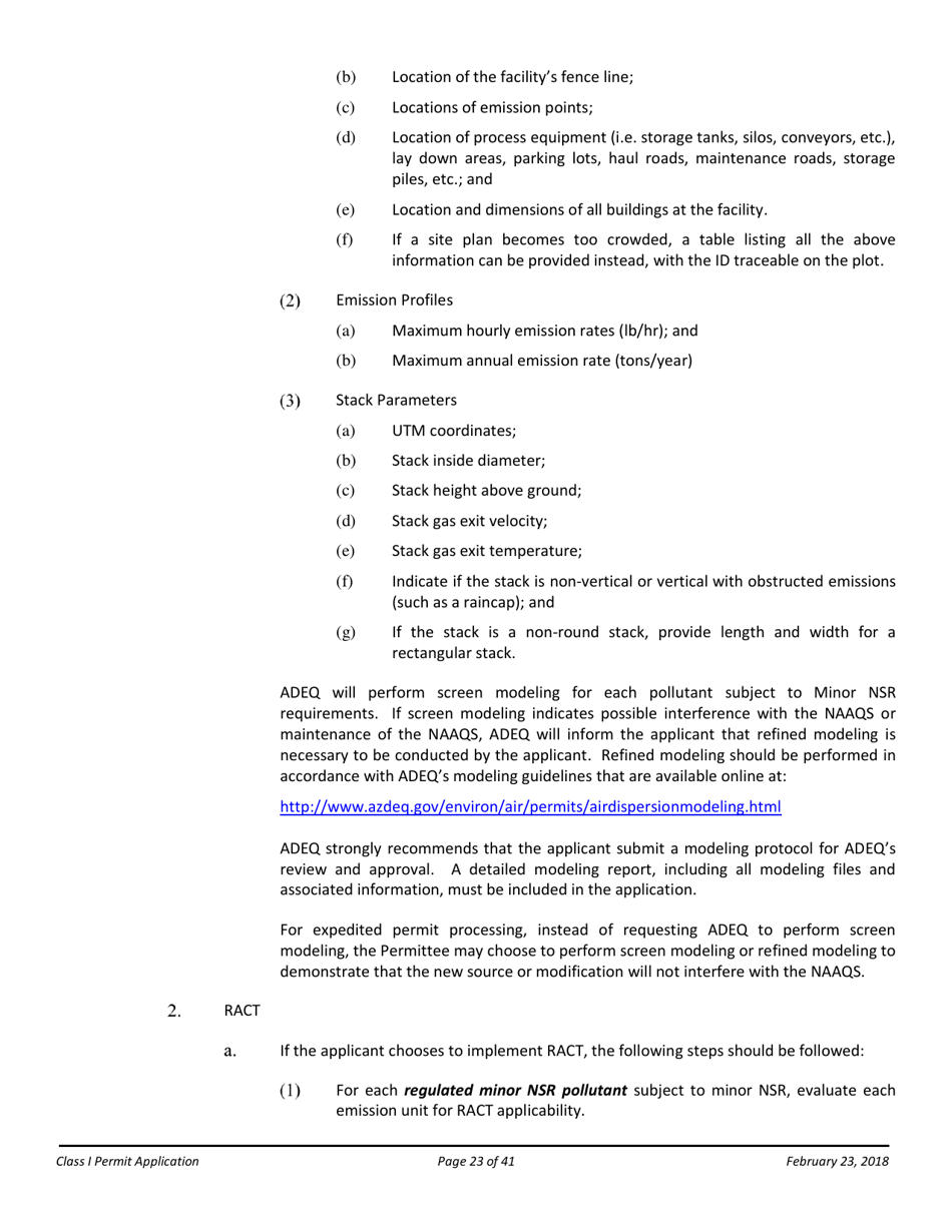 Air Quality Class I Permit Application - Arizona, Page 23