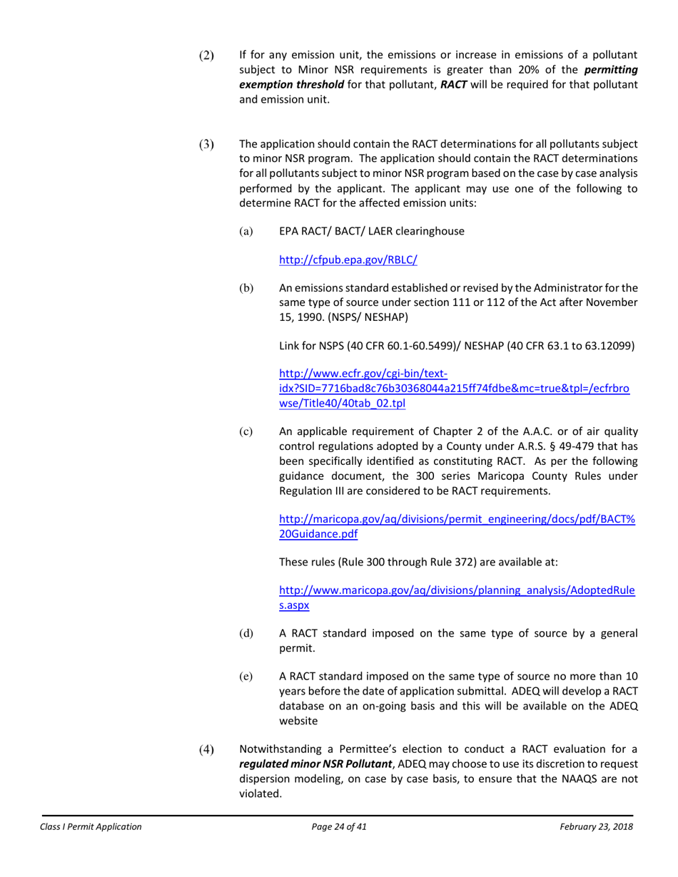 Air Quality Class I Permit Application - Arizona, Page 24