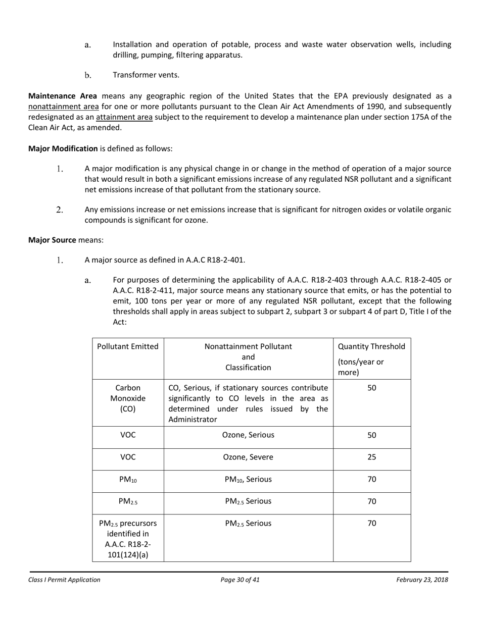 Air Quality Class I Permit Application - Arizona, Page 30
