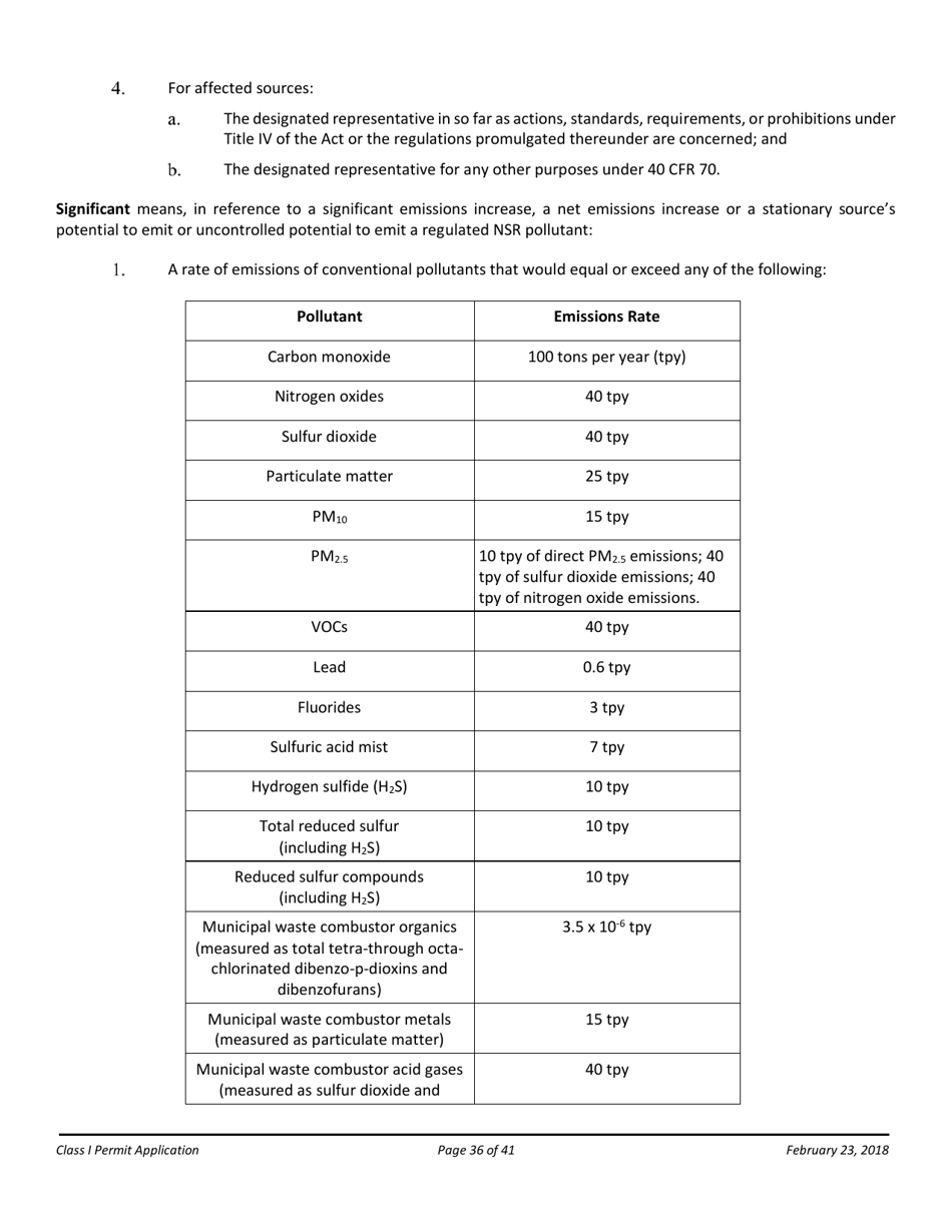 Air Quality Class I Permit Application - Arizona, Page 36