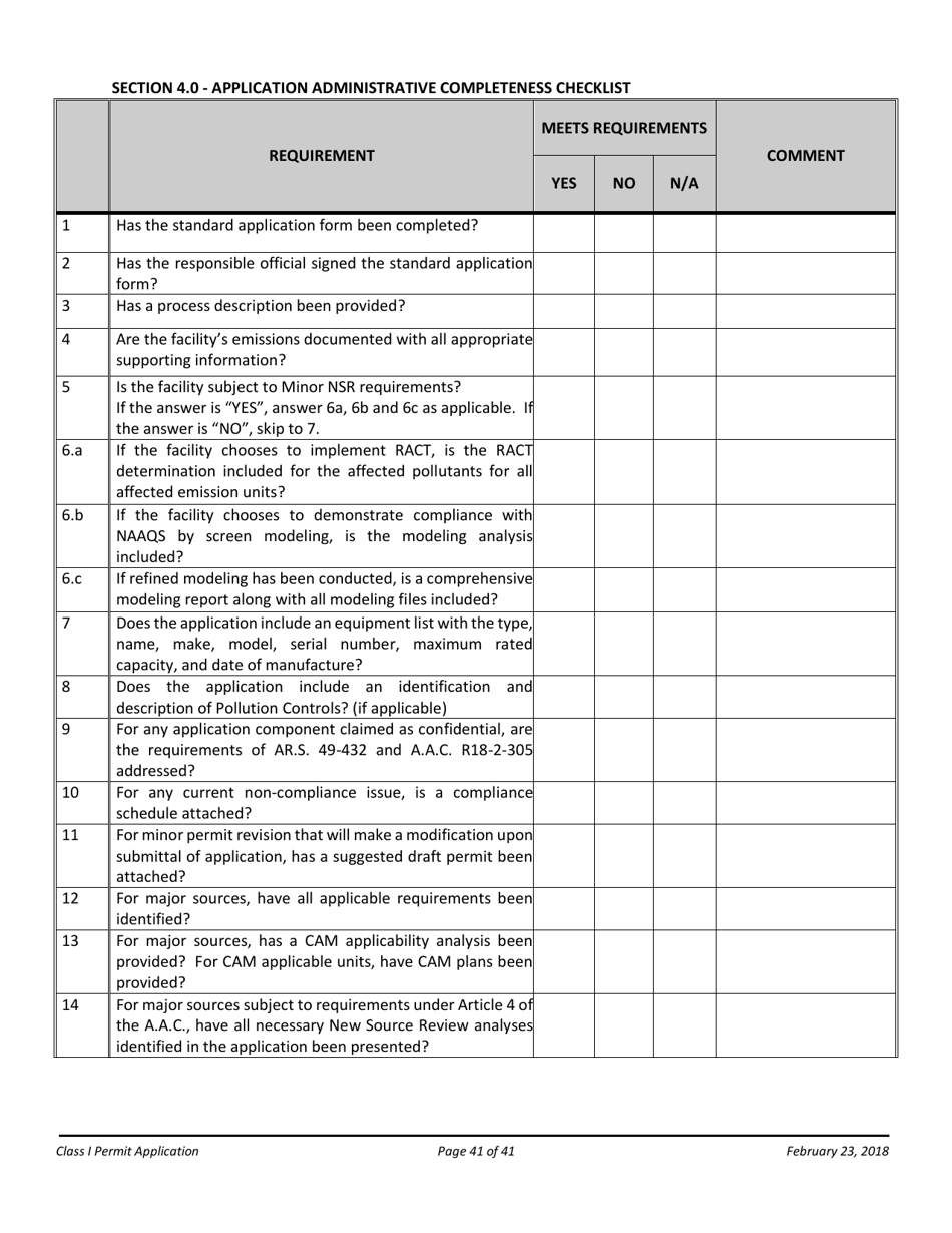 Air Quality Class I Permit Application - Arizona, Page 41