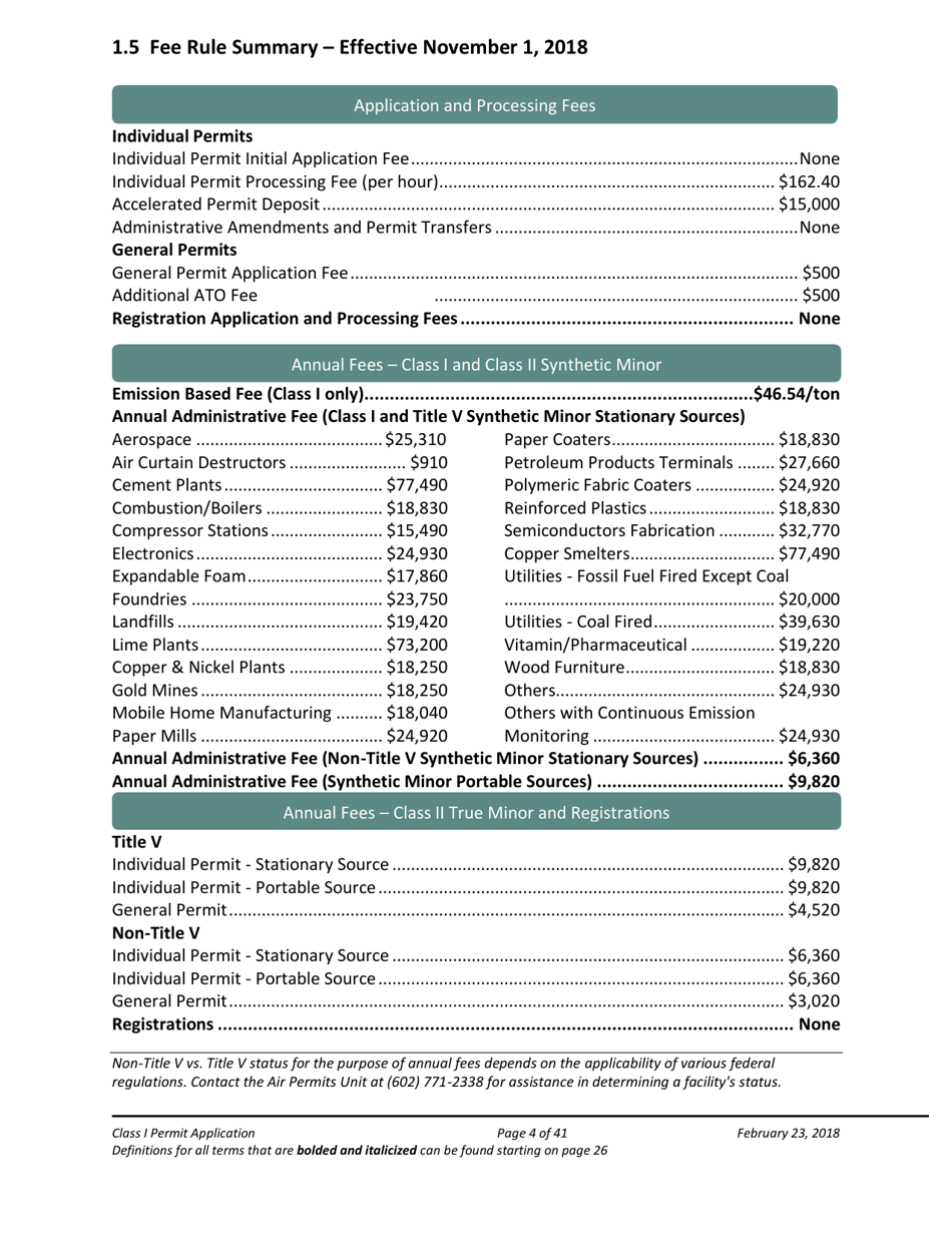 Air Quality Class I Permit Application - Arizona, Page 4