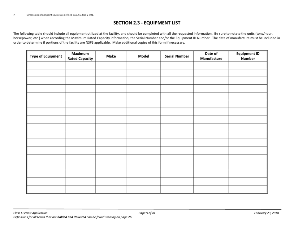Air Quality Class I Permit Application - Arizona, Page 9